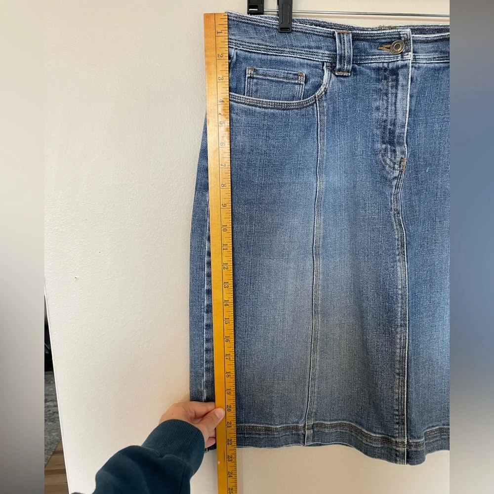Vintage Y2K Talbots Blue Jean Denim Mini Skirt Size 12